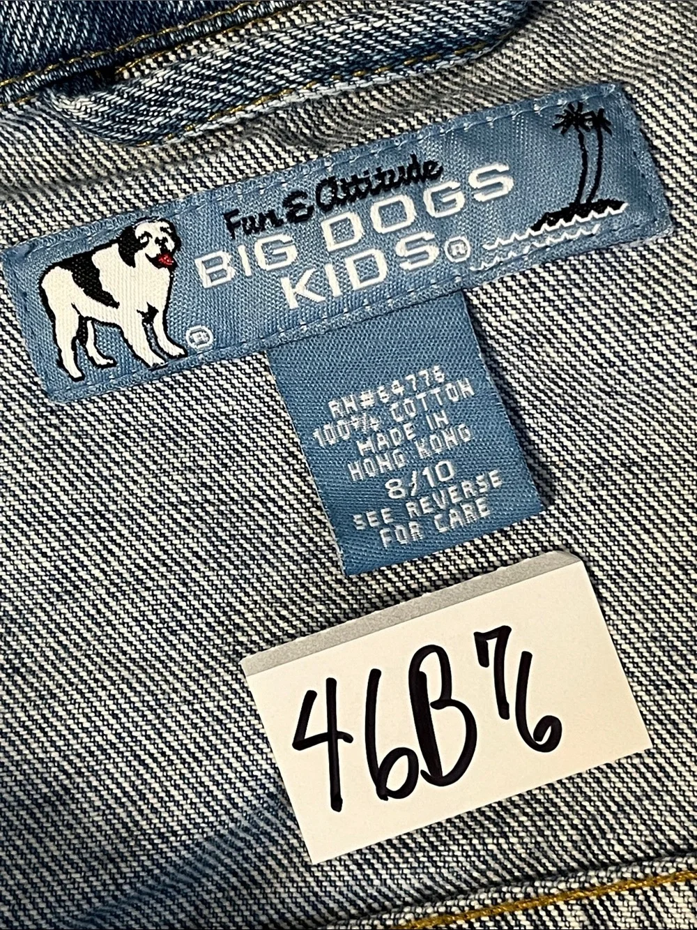 Kids Big Dog Trucker Denim Jacket Size 8 Embroidered Vintage